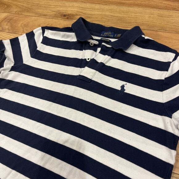 Polo Ralph Lauren The Mesh Mini Dress Women’s Large White Navy Striped Preppy - Picture 2 of 10